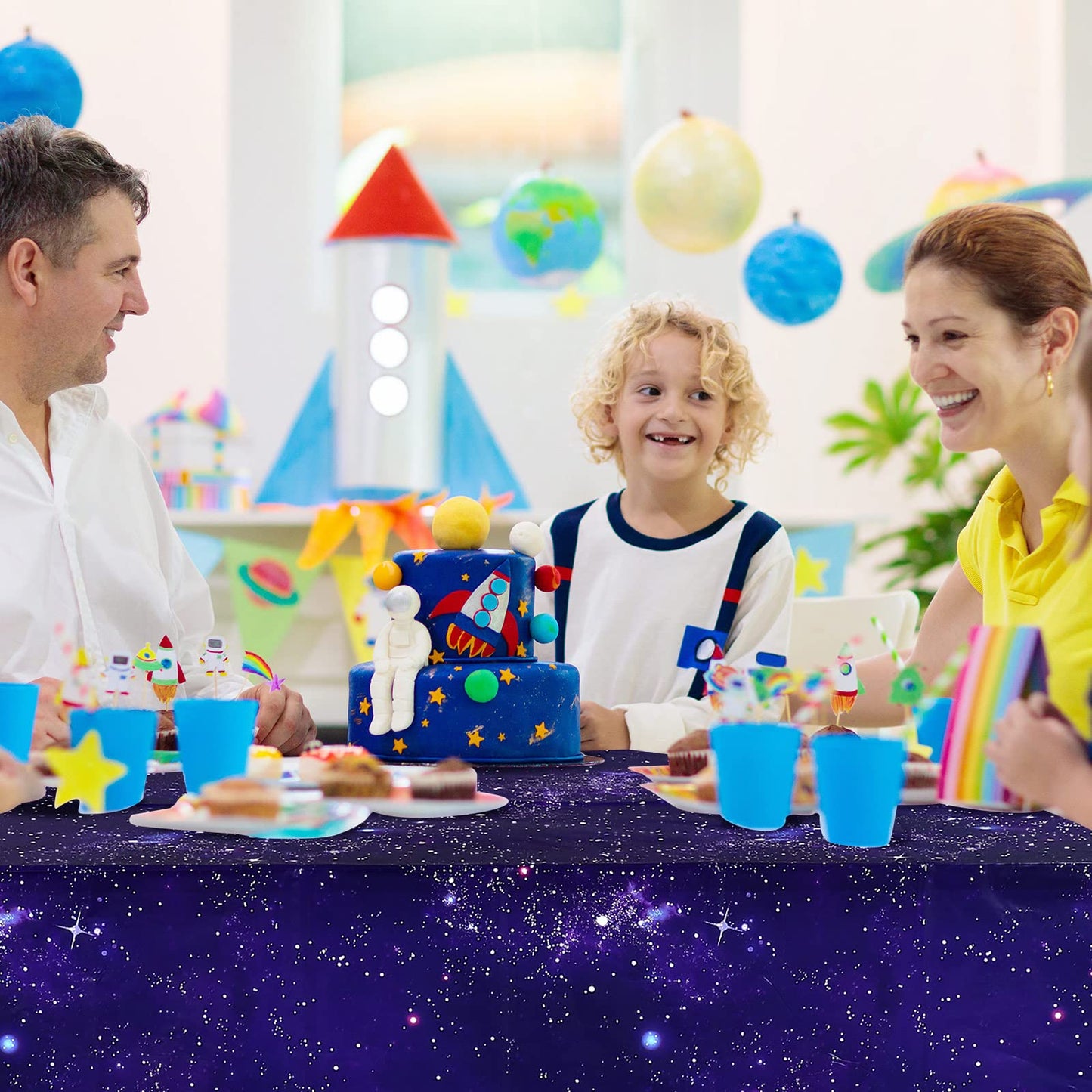 6 Pack Galaxy Plastic Table Cover Space Tablecloth Space Star