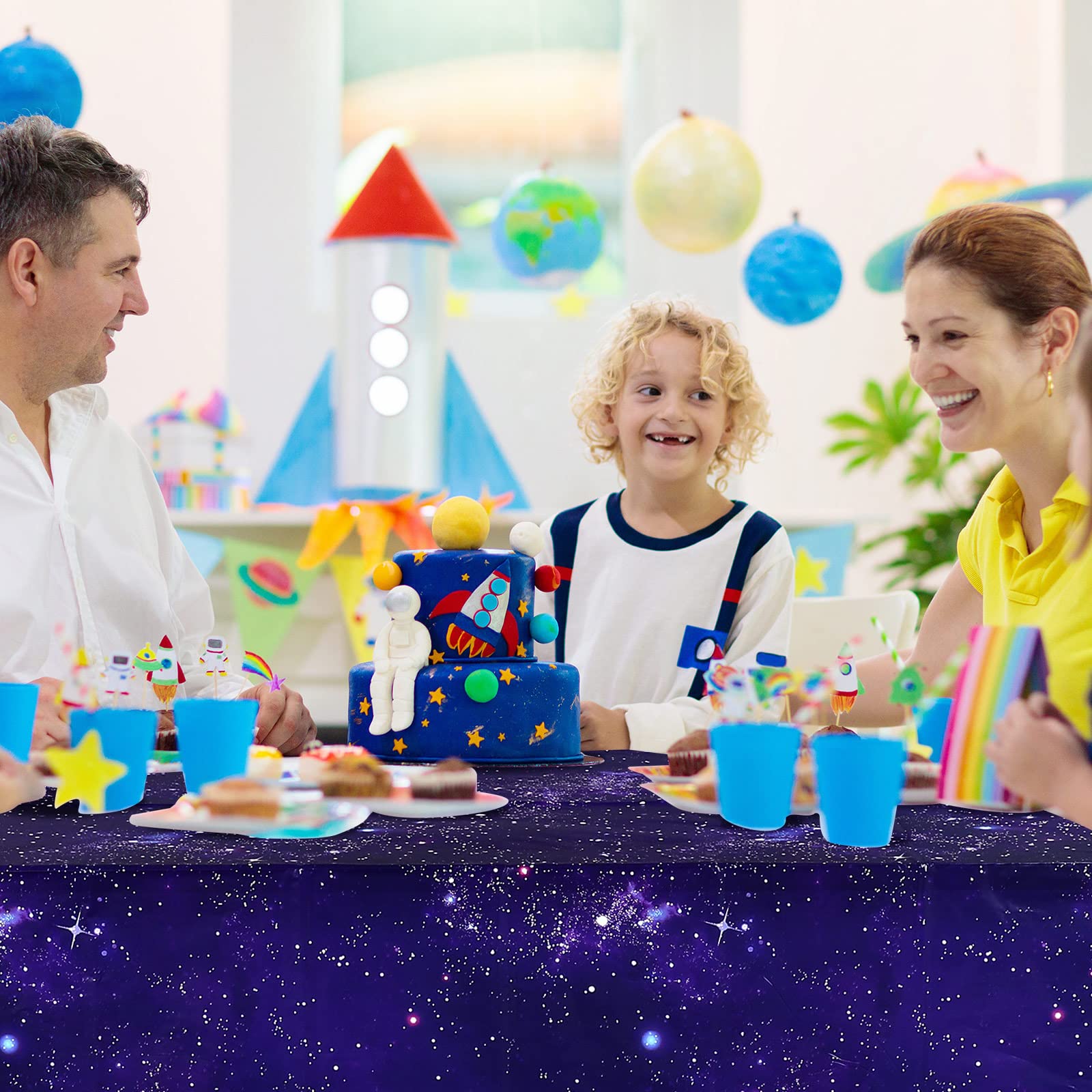 6 Pack Galaxy Plastic Table Cover Space Tablecloth Space Star