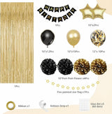 Birthday Decorations for Men Women, Gold and Black Party Decorations,
