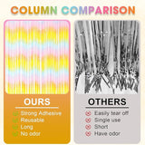Voircoloria 3 Pack 3.3 x 8.2 ft Pastel Rainbow Foil Fringe Backdrop