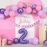 2nd Birthday Decoration for Girls,Pink Purple 2nd Balloon Number 2