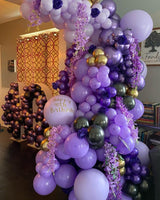 Purple Balloon Garland Arch Kit, 162pcs Dark Purple Lavender Light