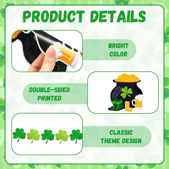 30 Pcs St Patrick's Day Decorations Set Hanging Swirls Green