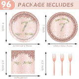 24 Sets 7th Rose Gold Birthday Party Decrations for Girls 7 Birthday