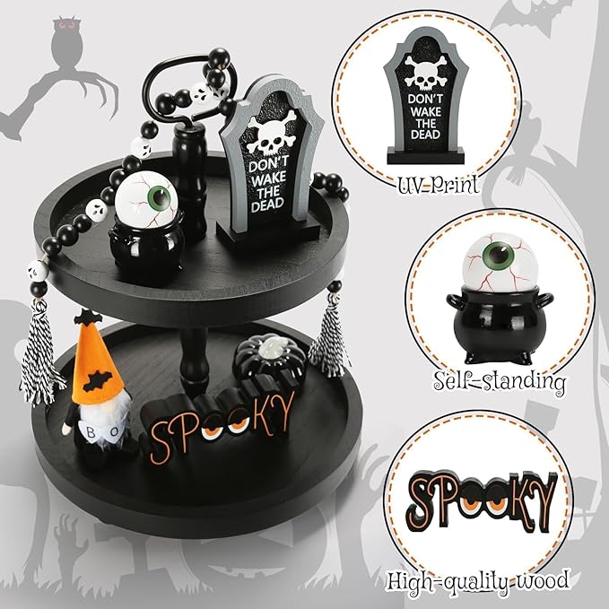Halloween Decorations 6PCS Tiered Tray Decor Cute Tabletop Halloween