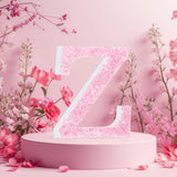 Qunclay Pink Crystal Diamond Letter Wall Decor, Glitter Wooden Bling
