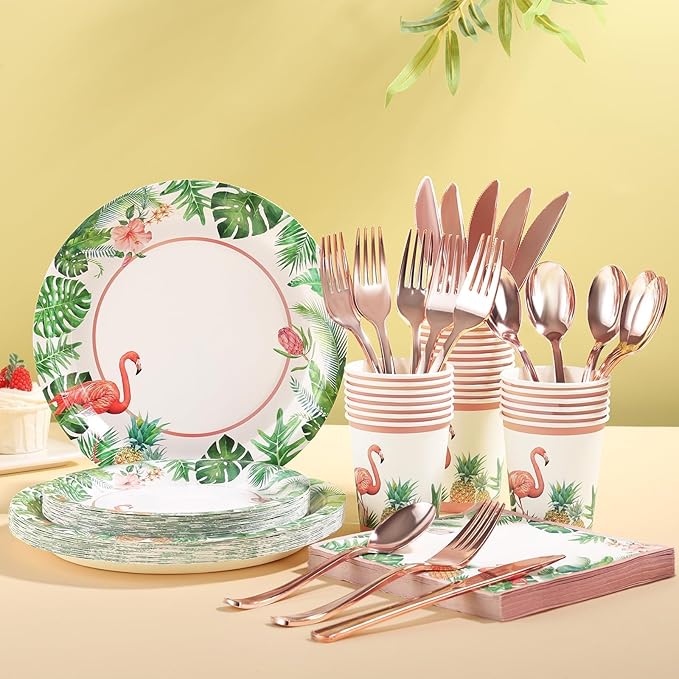 175Pcs Hawaiian Luau Party Decoration Luau Plates and Napkins Party