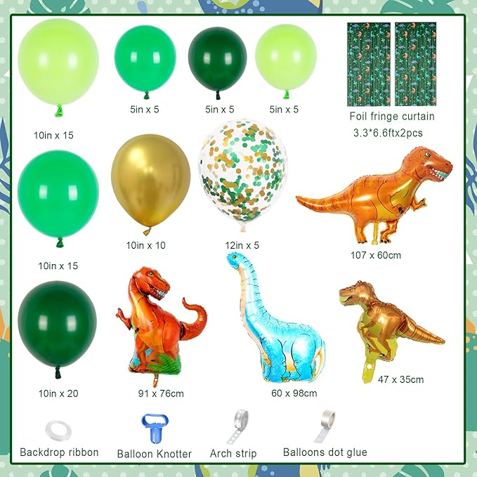95pcs Dinosaur Birthday Party Decorations for Boys Jungle Safari