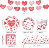 Valentine's Day Party Supplies Tableware Set Red Heart Love