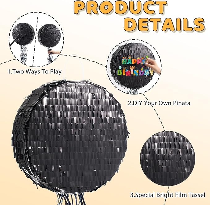 Black Round Piñata for DIY Halloween Black Moon Piñata for Kids DIY