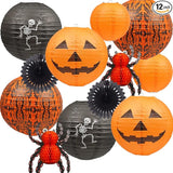 12Pcs Halloween Hanging Decorations Paper Lanterns Jack O' Lantern