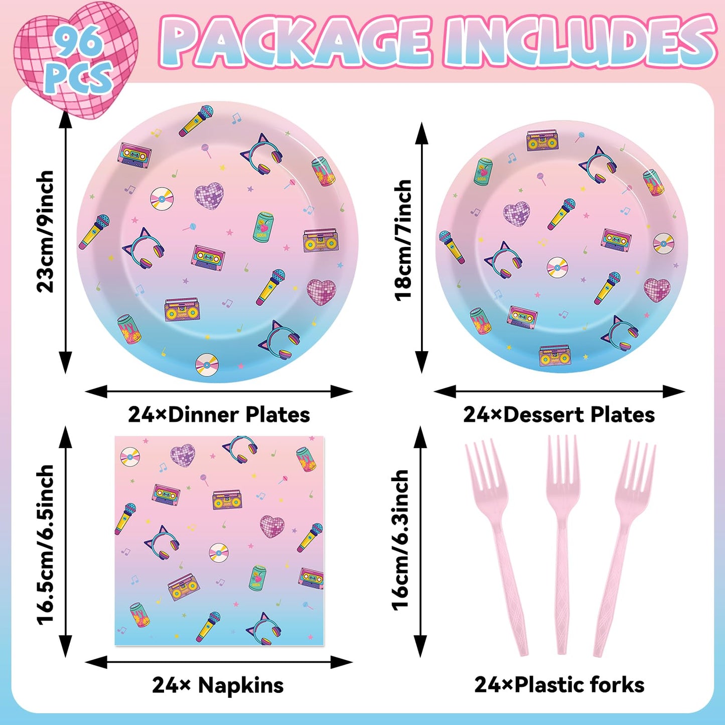 96pcs Kpop Paper Plates and Napkins Animations Theme Birthday Party