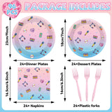 96pcs Kpop Paper Plates and Napkins Animations Theme Birthday Party