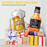 Whiskey Bottle & Beer Cup Balloons (4), Aluminum Foil, Unisex,