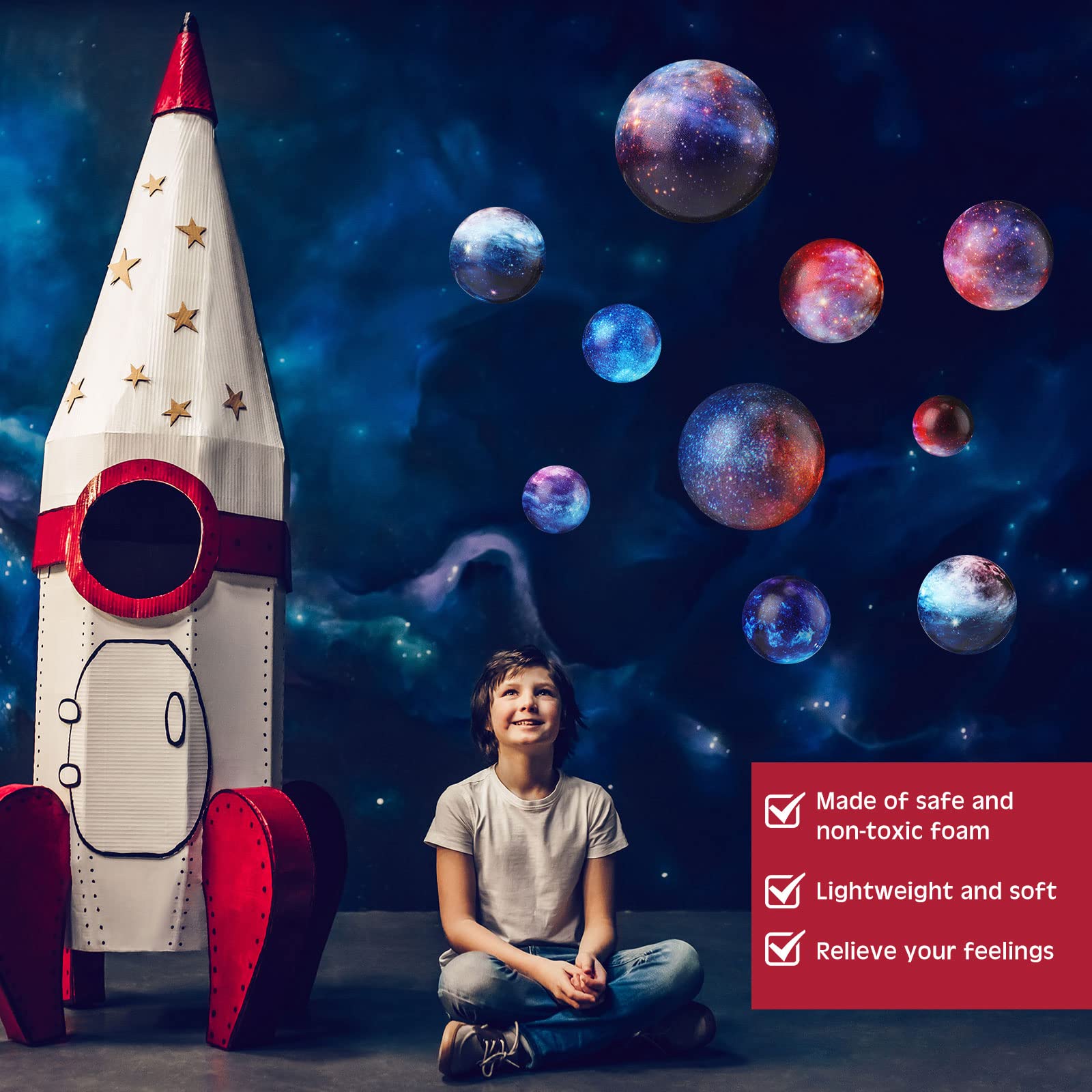 120 Pcs Galaxy Stress Ball Bulk for Kid Adult Squeeze 2 Inch