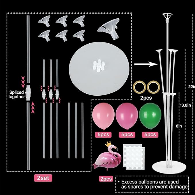 Tropical Flamingo Party Balloons Stand Kit 2 Sets With 2 Flamingo