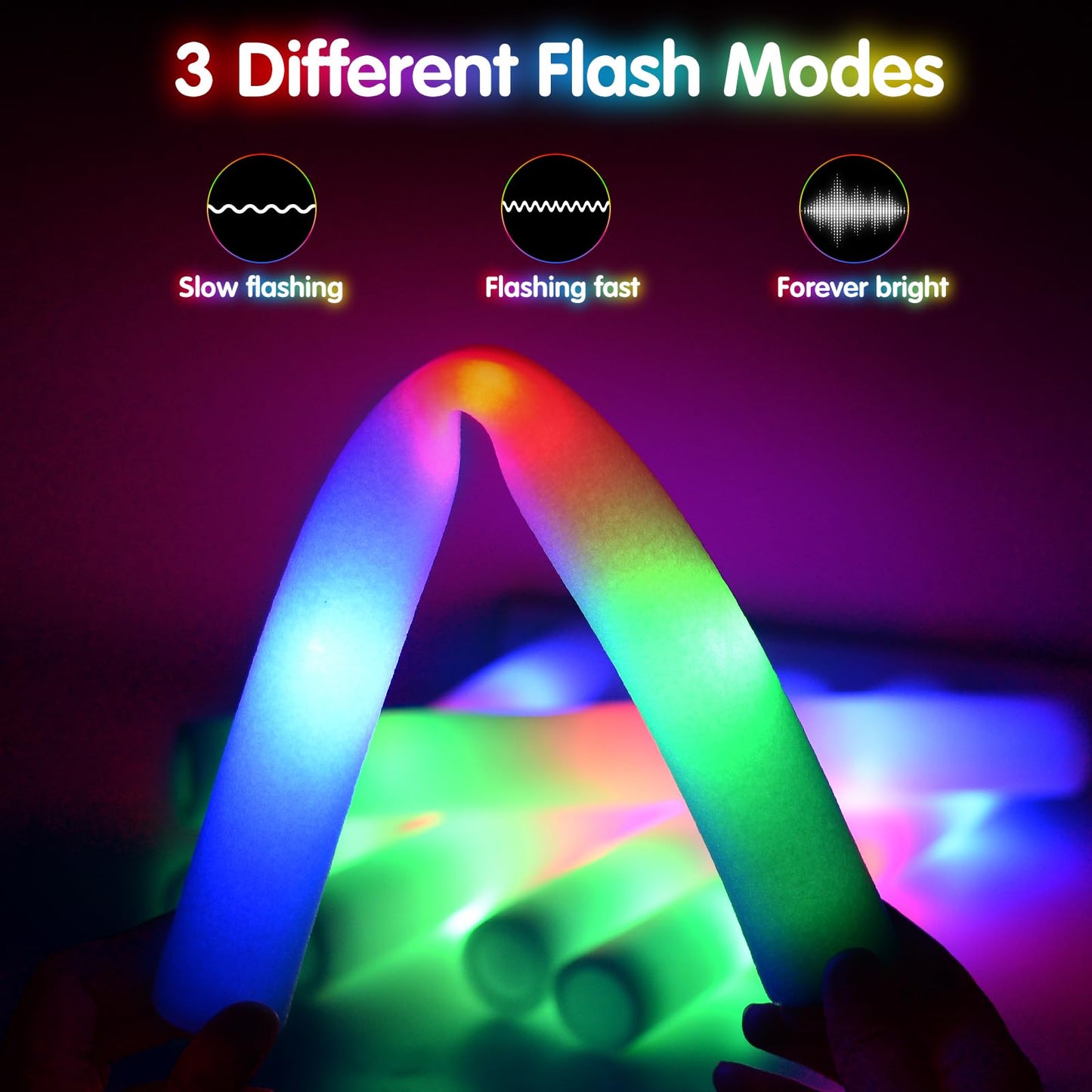 OLUPP 150 PCS Led Foam Sticks, Bulk Glow Sticks with 3 Colors