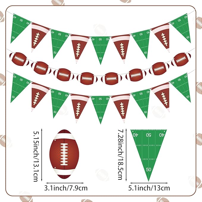 4 PCS Football Party Decorations Football Banner Flags Football Paper