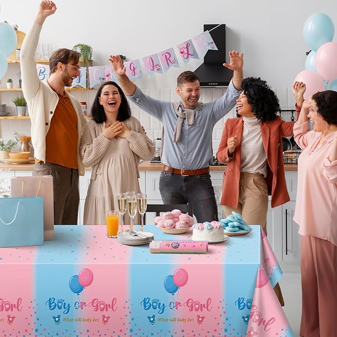 3 Pack Gender Reveal Plastic Tablecloth 54 X 108 Inch Boy or Girl