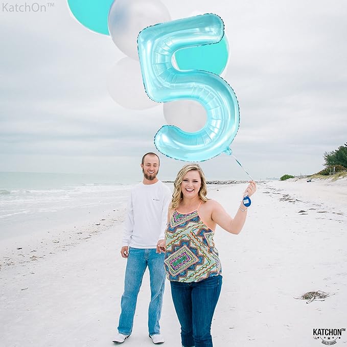 KatchOn, Big Light Blue 5 Balloon Number - 40 Inch | Light Blue