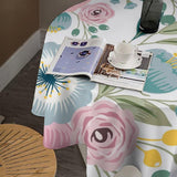 JanJCurt Spring Floral Tablecloth, Boho Blue Blossom Wildflowers Girly