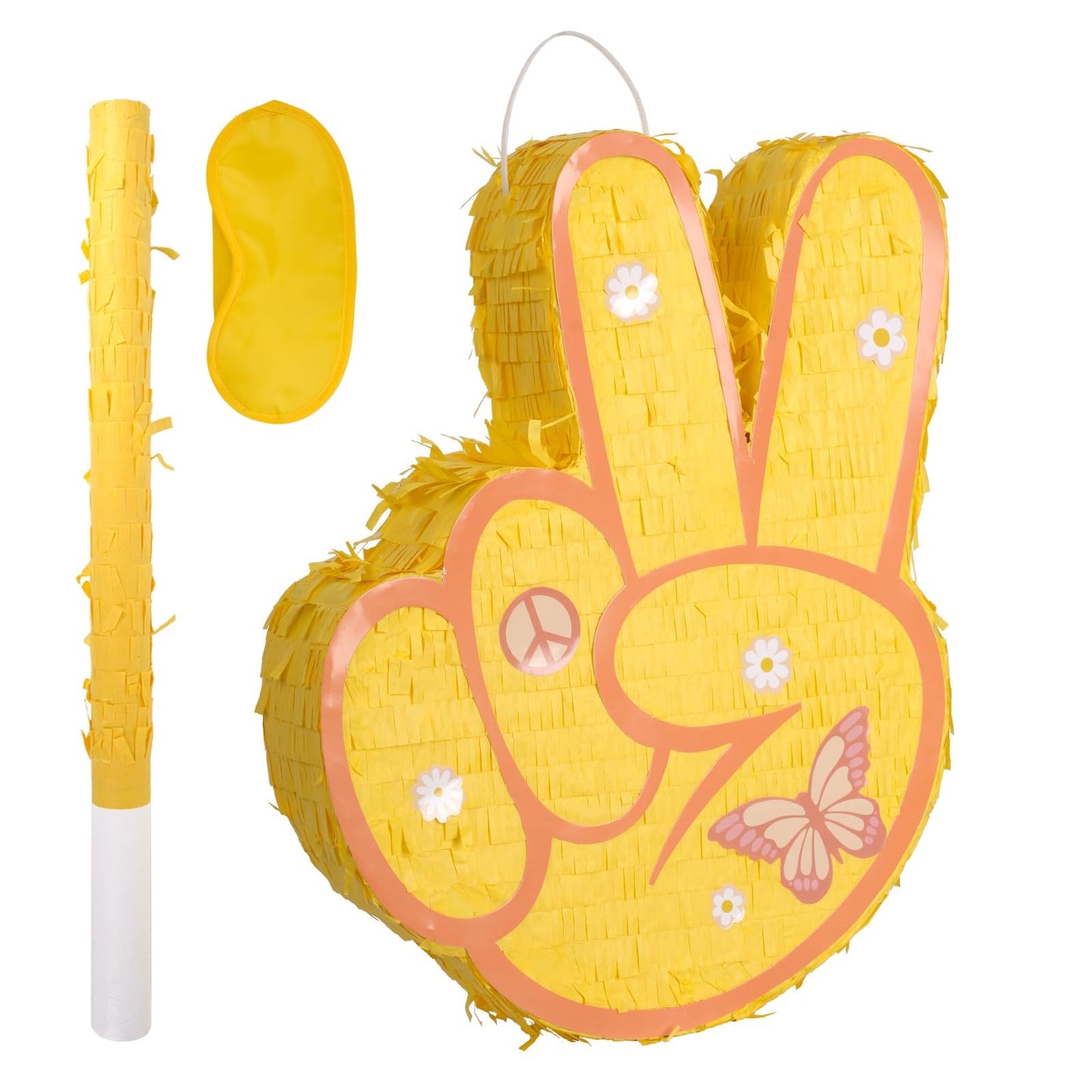 Two Groovy Pinata - Groovy Pinata with Blindfold and Bat for Kids