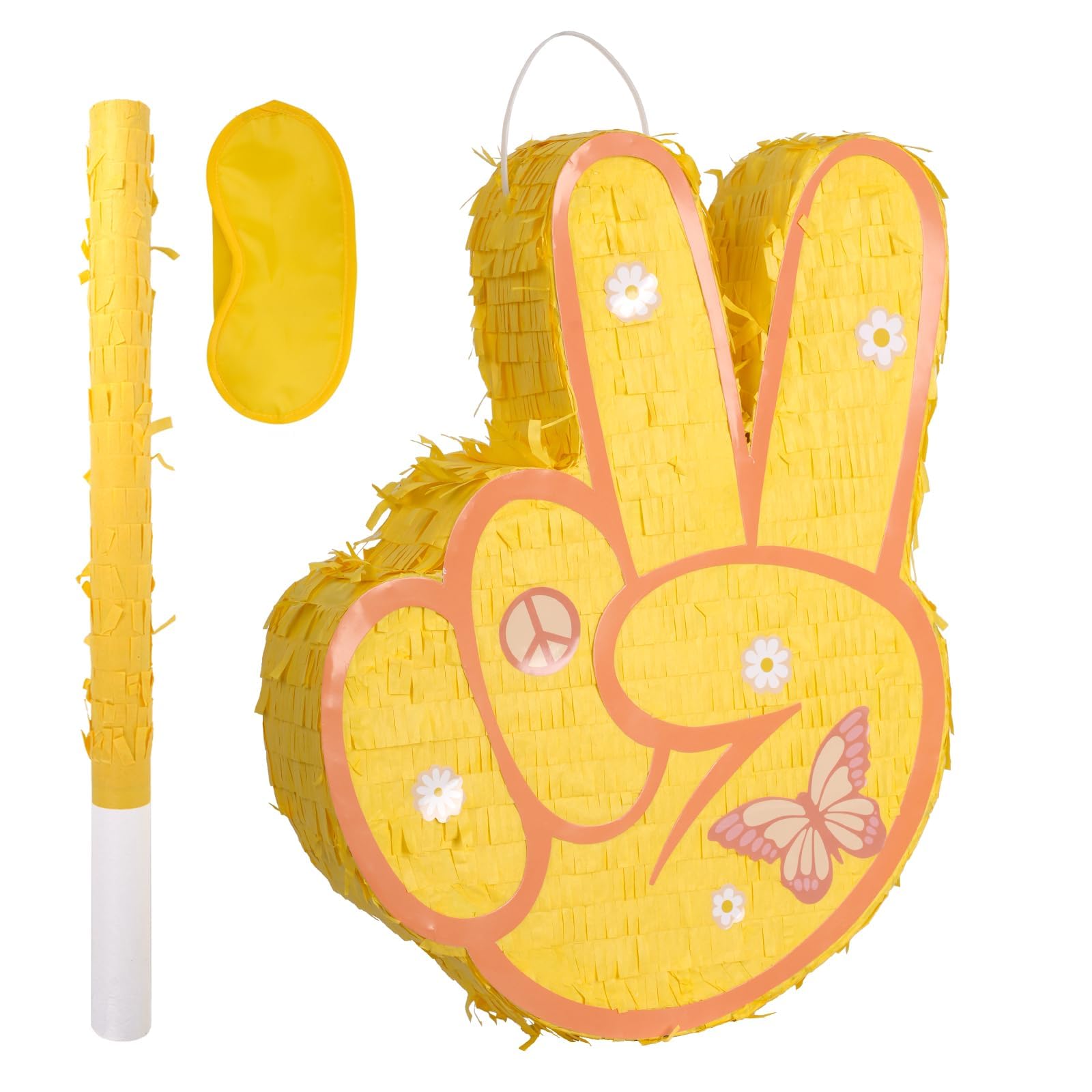Two Groovy Pinata - Groovy Pinata with Blindfold and Bat for Kids