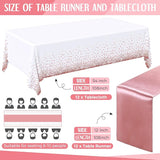 Breling 24 Packs White and Rose Gold Disposable Plastic Tablecloths