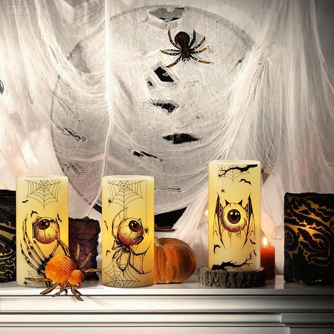 Halloween Flameless Flickering Candles with Timer Battery Operated
