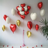 Red Gold Heart Balloons, 19PCS Red White Champagne Gold Heart Shape