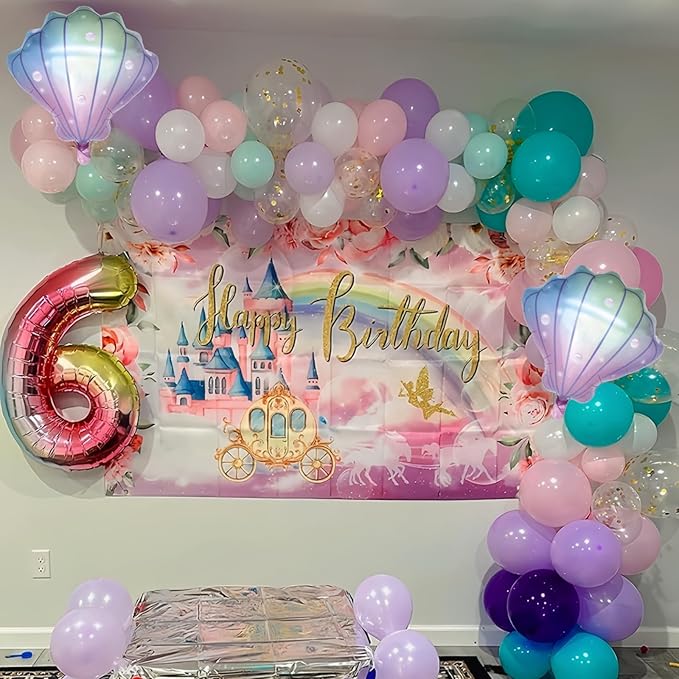 Mermaid Balloons Pastel Pale Pink Light Purple Lilac Teal Pearl