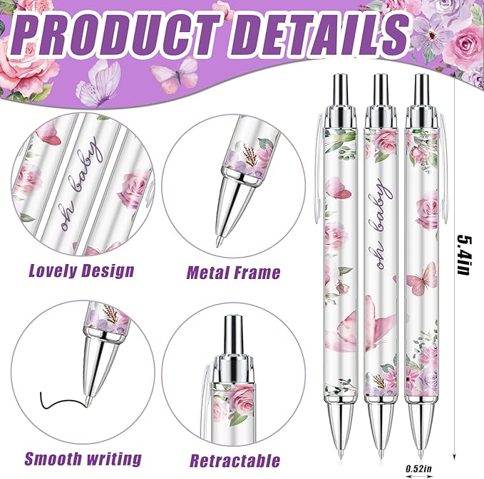 145 Pieces Baby Shower Favors for Guest Butterfly Ballpoint Pens and