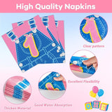 96Pcs Cartoon Girls 1st Birthday Plates and Napkins English Teacher