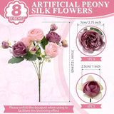 8 Bundles Artificial Peonies Flowers Boho Faux Flowers Arrangements #3