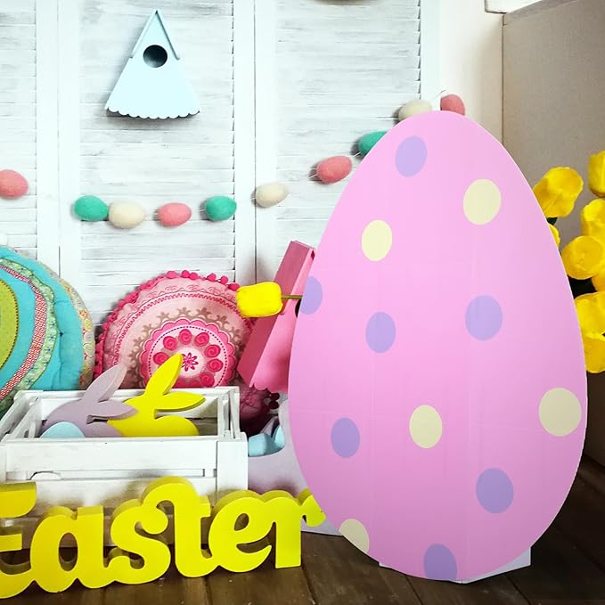 4 ft Large Easter Egg Cardboard Cutout Easter Party Decoration Stand