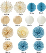 Light Dusty Blue Beige Champagne Boho Party Decorations 14Pcs Baby
