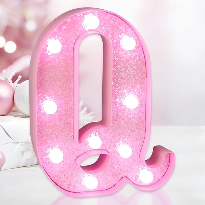 Pink Light Up Letters, LED Marquee Letters for Table, Small Glitter #1