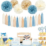 Light Dusty Blue Beige Champagne Boho Party Decorations 23pcs Baby