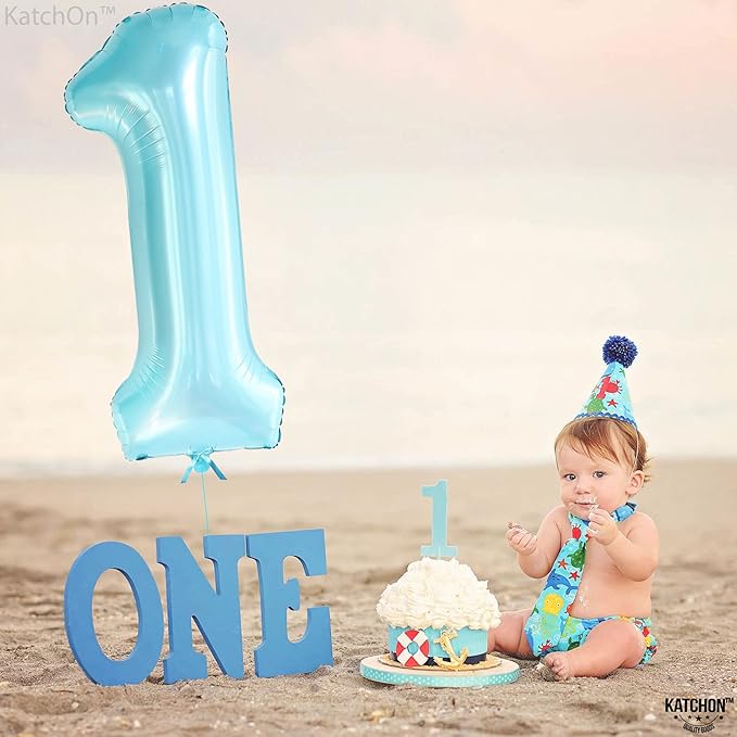 KatchOn, Light Blue 1 Balloon Number - 40 Inch | Blue One Balloon for