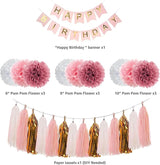 Pink Gold Birthday Party Decorations Set, pink Gold Glittery Happy