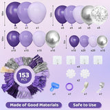 Amandir 153pcs Purple Balloon Garland Arch Kit, Different Sizes 18 12
