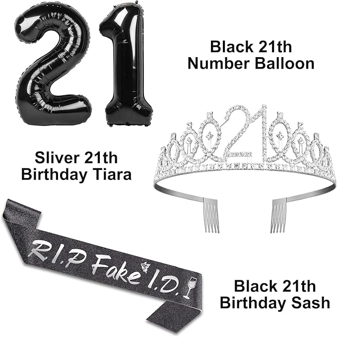 RIP Fake ID 21st Birthday Decorations with 21st Birthday Crown RIP