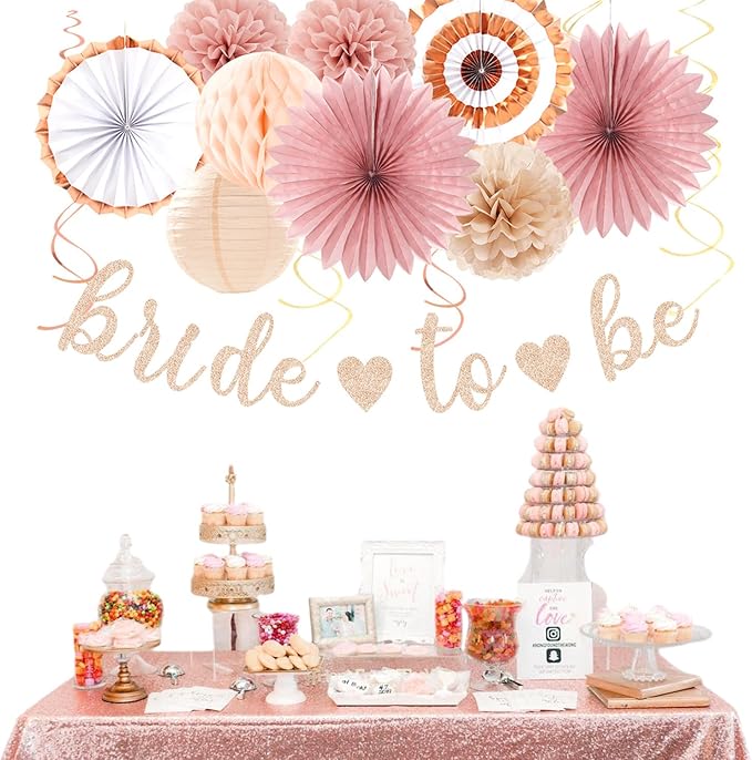 Blush Pink Rose Gold Bridal Shower Party Decorations 21pcs Bride to