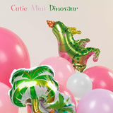 Pink Dino Balloon garland arch kit with Pastel Pink Purple Teal and
