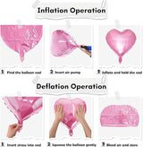 TAOYE 12 Pcs 18 Inch Heart Balloons, Hot Pink Silver and Pink Heart