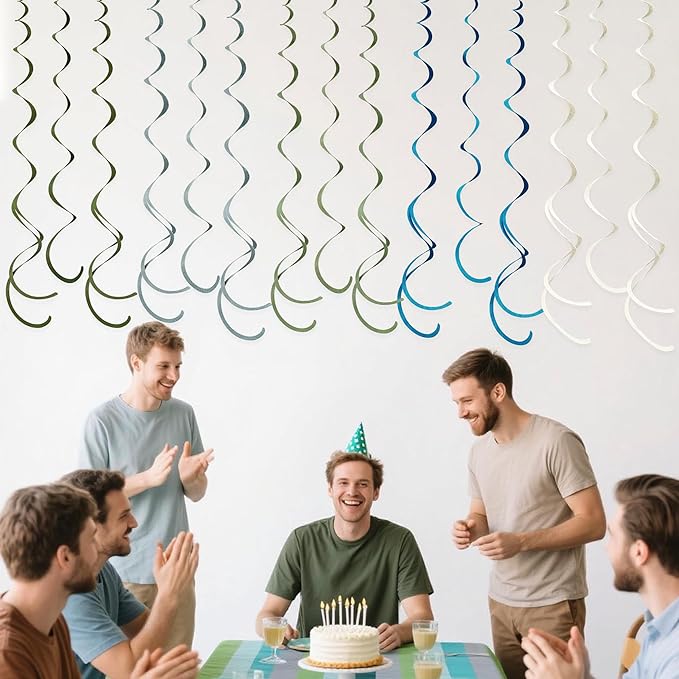 36 Pcs Sage Green Dusty Blue Hanging Swirl Decorations Blue Sage