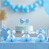 Blue Bow Baby Shower Centerpieces – 12PCS Coquette Honeycomb Table