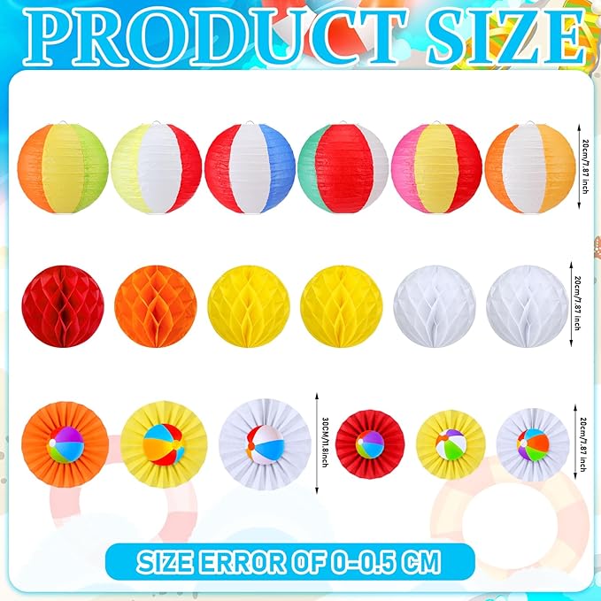 18 Pcs Summer Beach Theme Party Decorations Beach Ball Paper