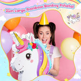 21 Inches Unicorn Piñata with Piñata Stick Blindfold and Confetti 21
