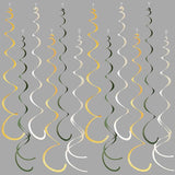 36Pcs Sage Green Gold Hanging Swirl Decorations Glitter Gold Olive